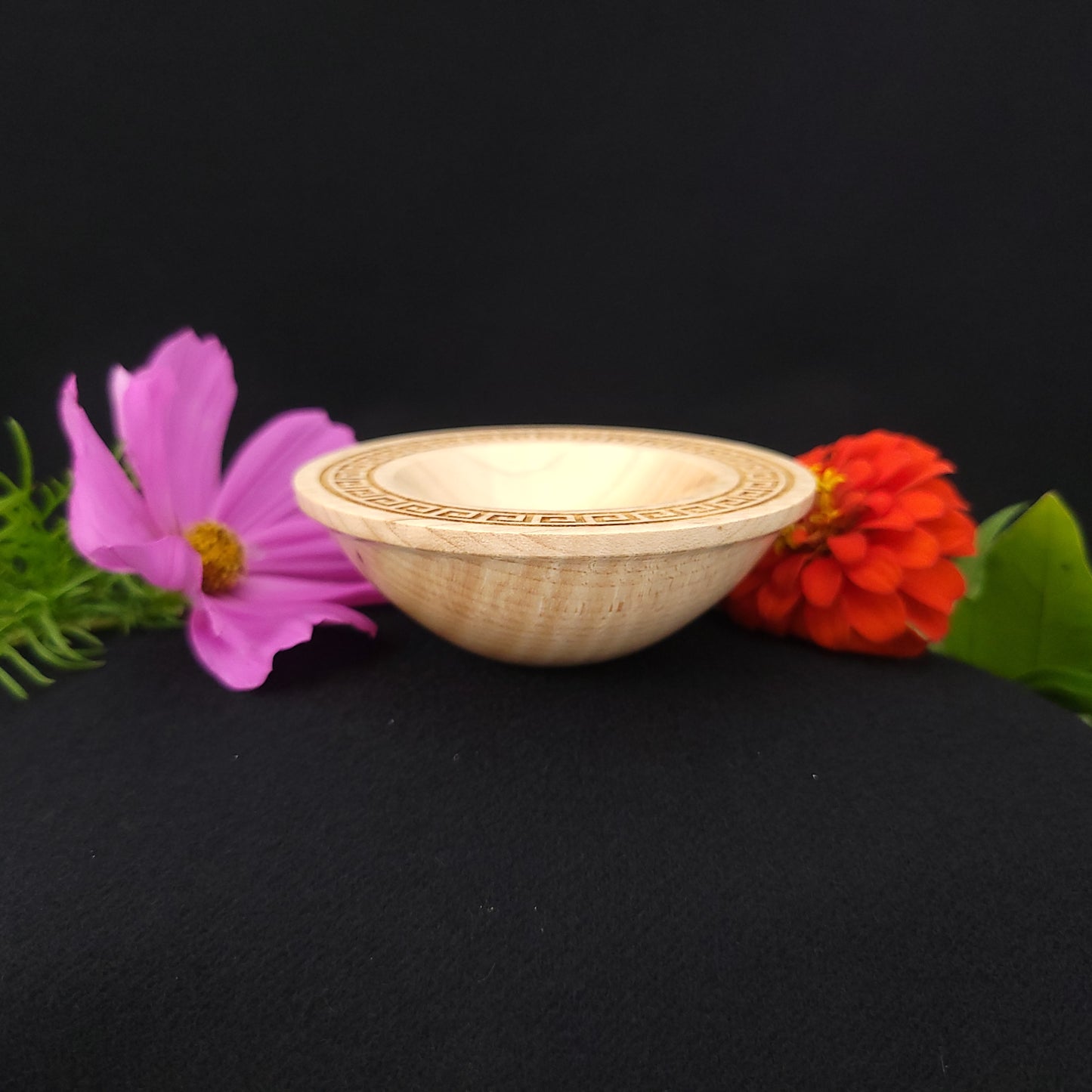 Engraved Tiger Stripe Maple Spindle Bowl