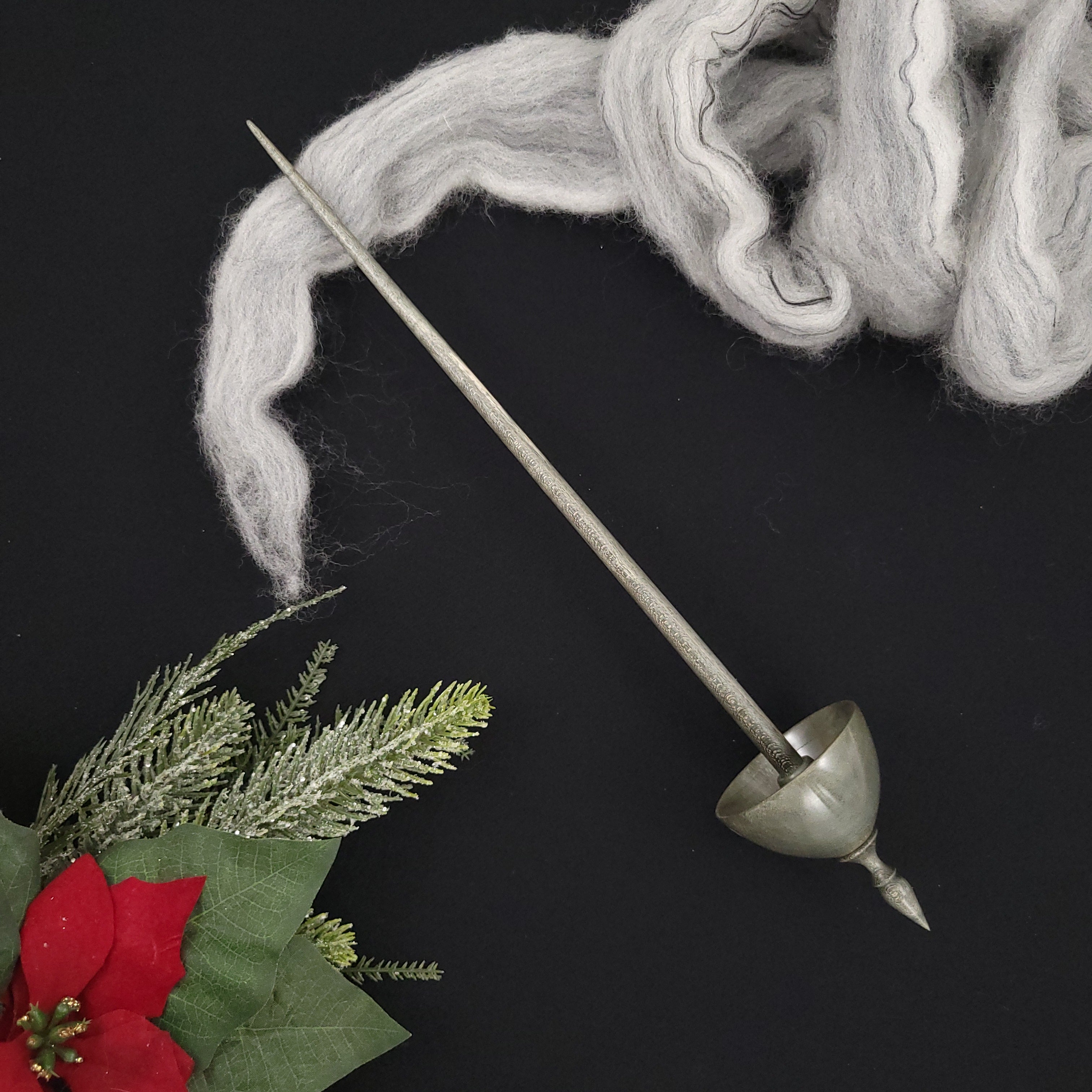 Full Size Spalted Holly Tibetan Spindle The Spanish Peacock