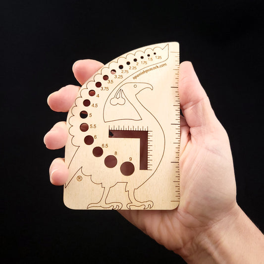 Metric Spanish Peacock Knitting Needle Gauge