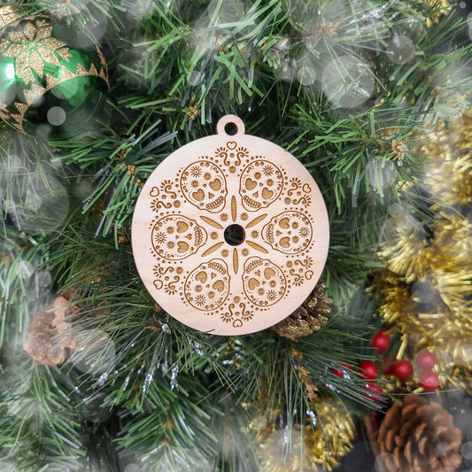 Sugar Skulls Birch Holiday Ornament