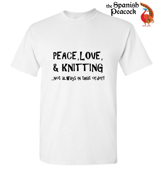 Peace, Love, Knitting Heavy Cotton Tee