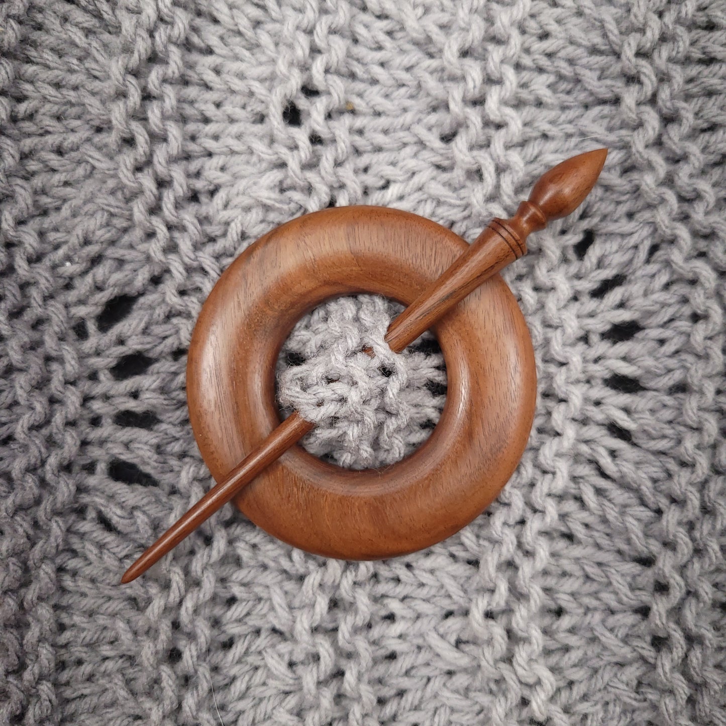 Bolivian Rosewood Shawl Pin and Ring Set