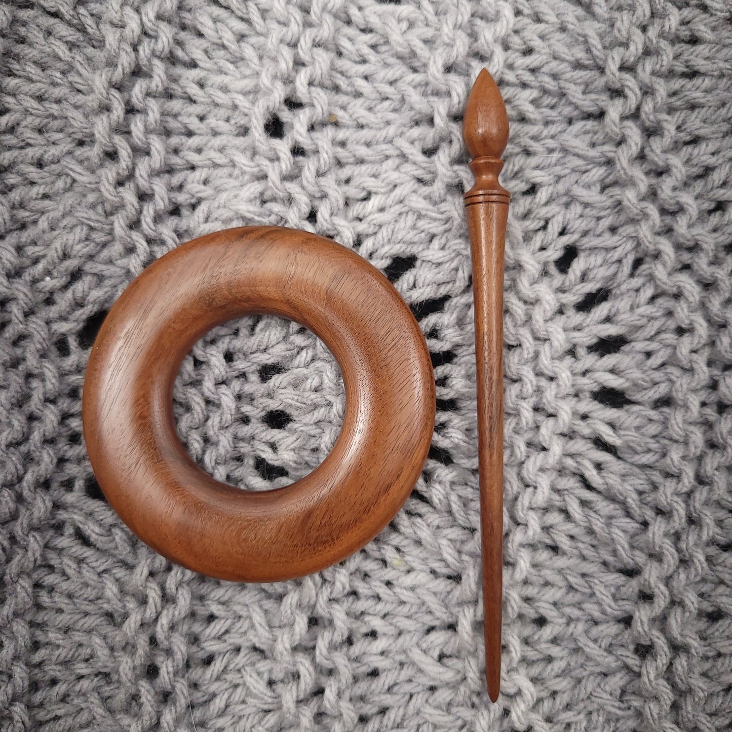 Bolivian Rosewood Shawl Pin and Ring Set