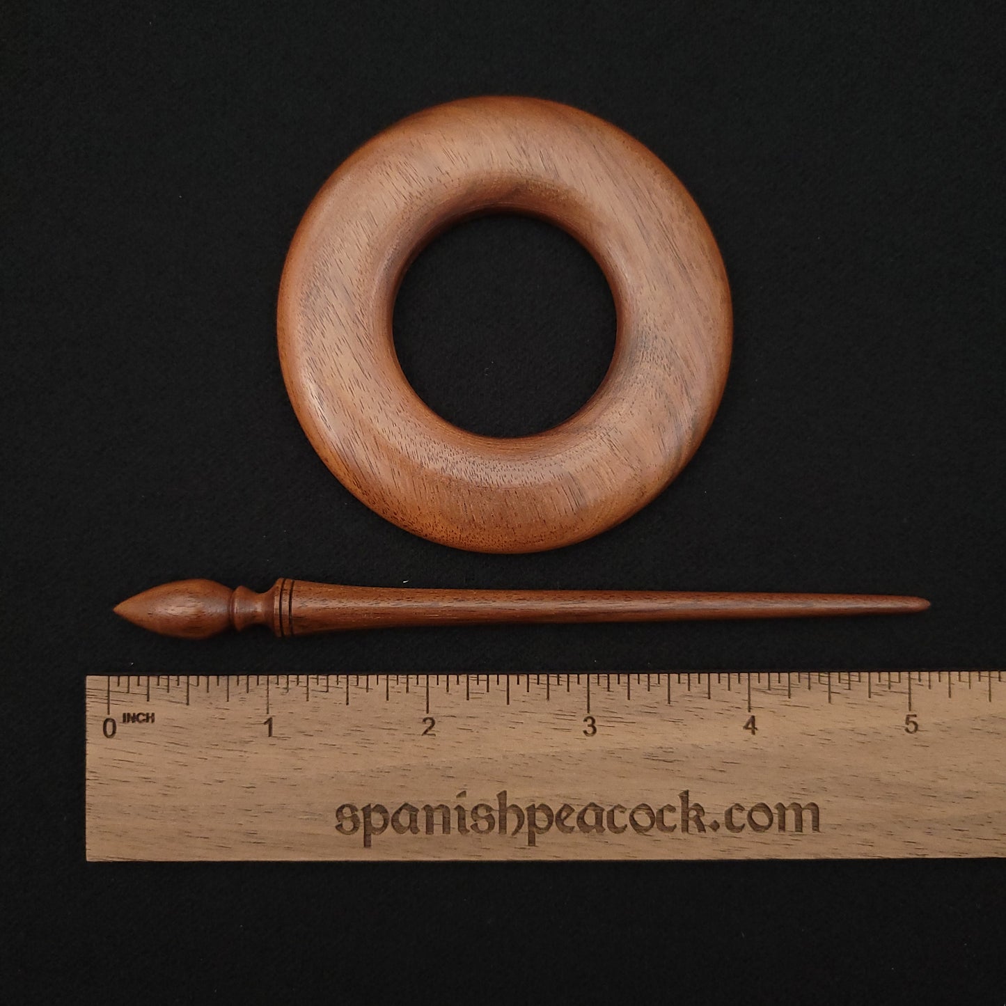 Bolivian Rosewood Shawl Pin and Ring Set