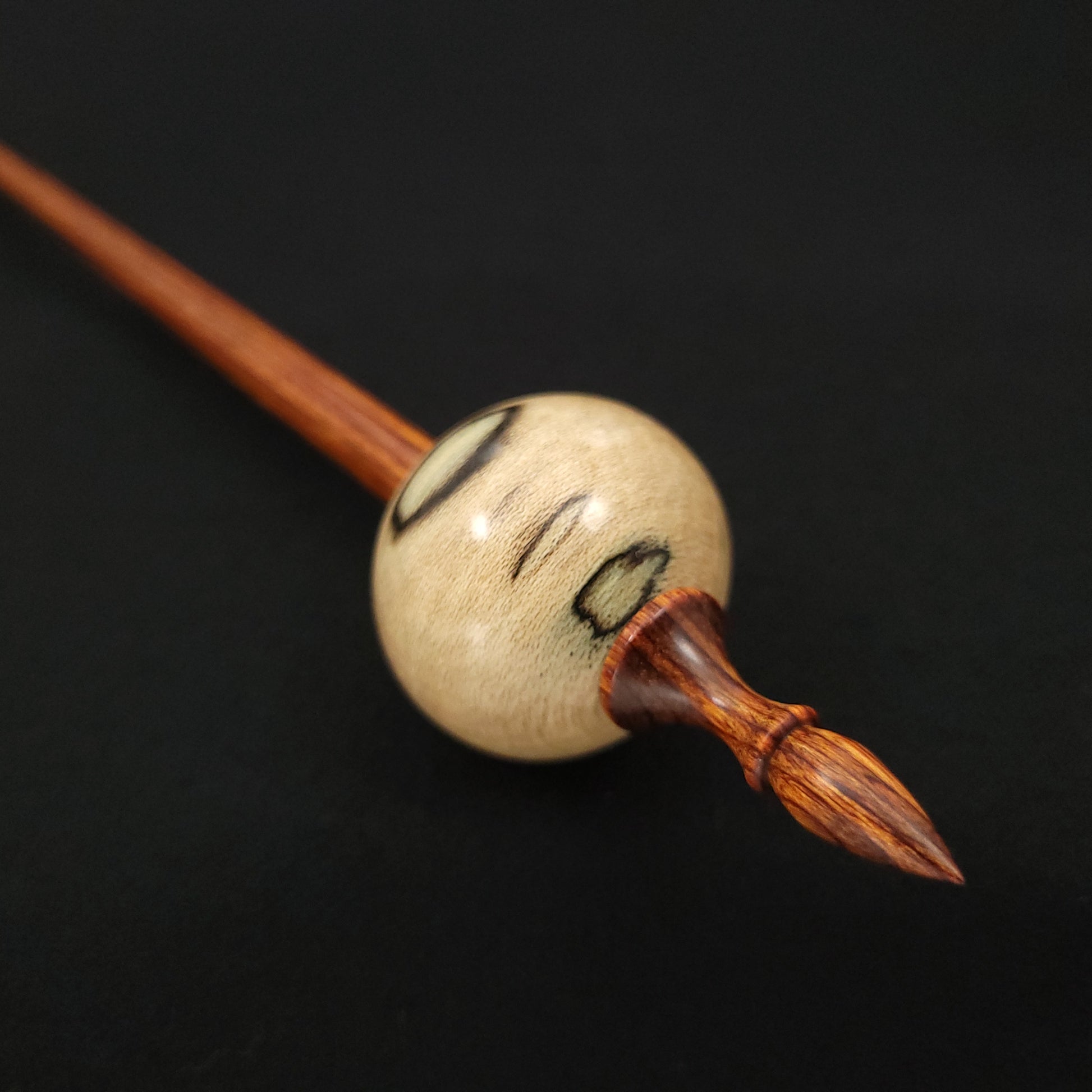Mid Size Spalted Holly Bead Spindle The Spanish Peacock