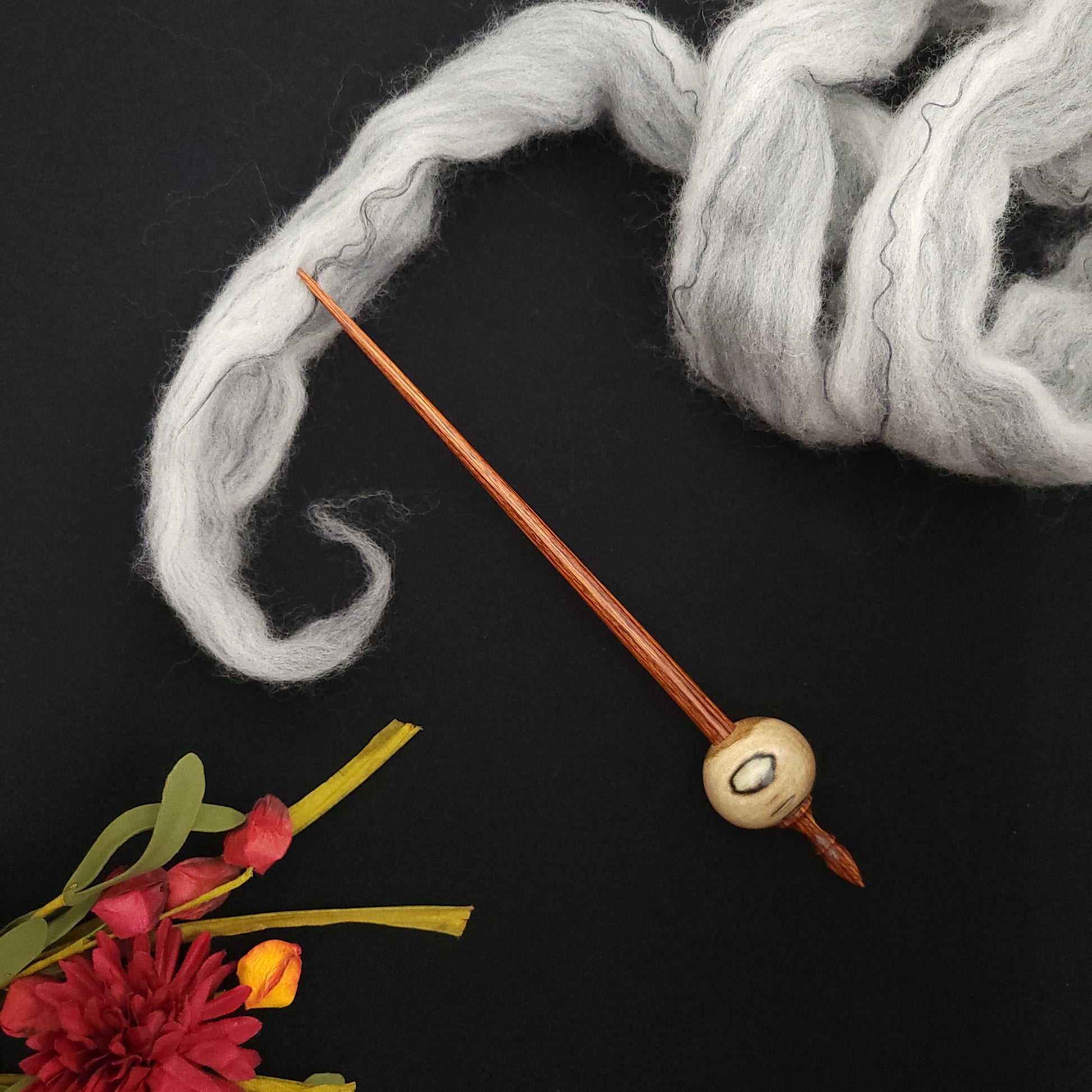 Mid Size Spalted Holly Bead Spindle The Spanish Peacock