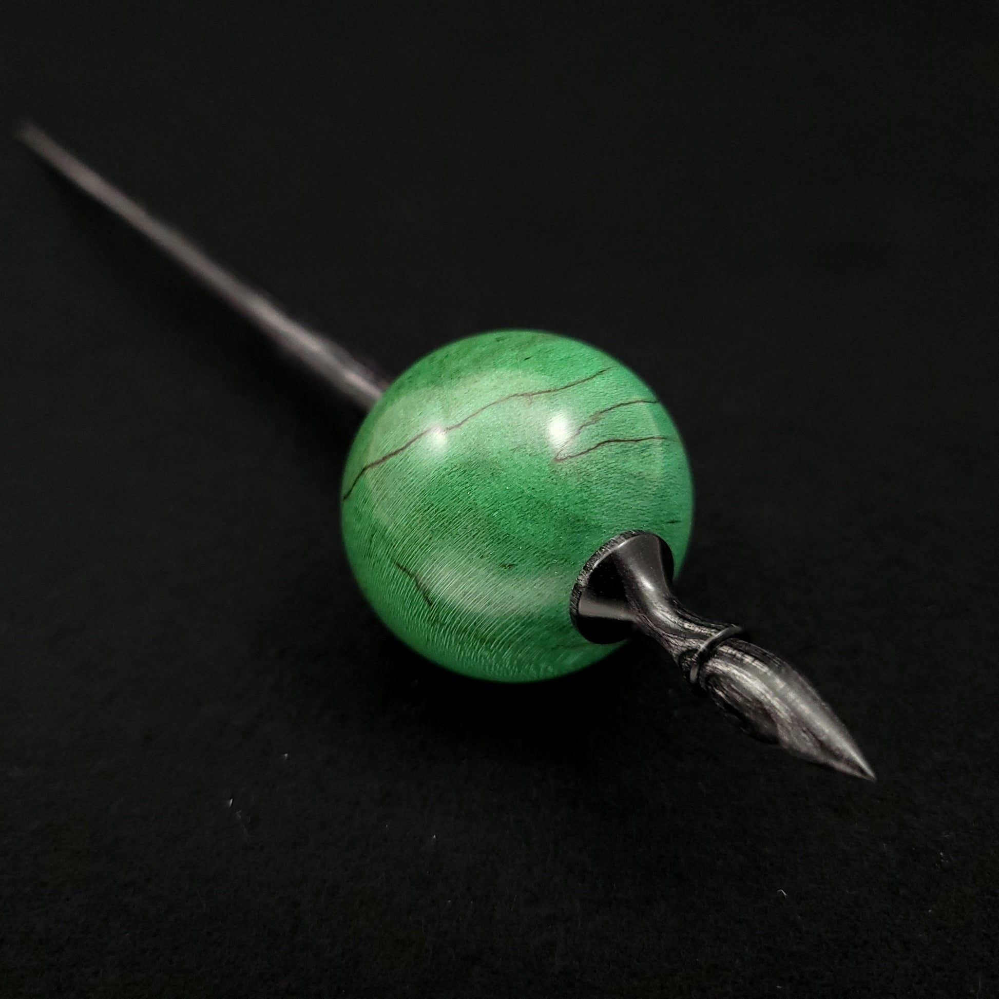 Mid Size Spalted Holly Ninja Spindle The Spanish Peacock