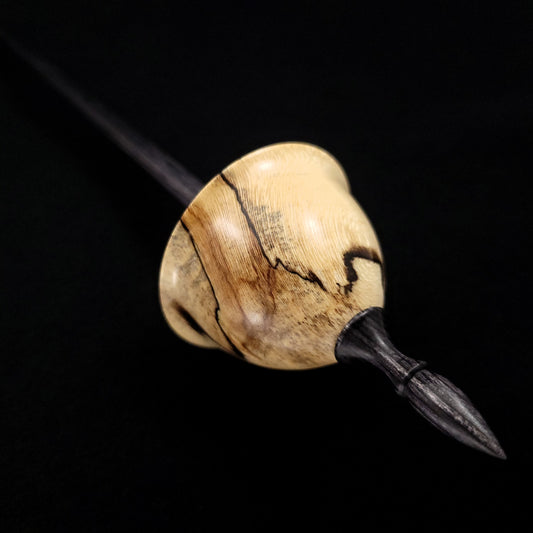 Full Size Spalted Holly Tibetan Spindle