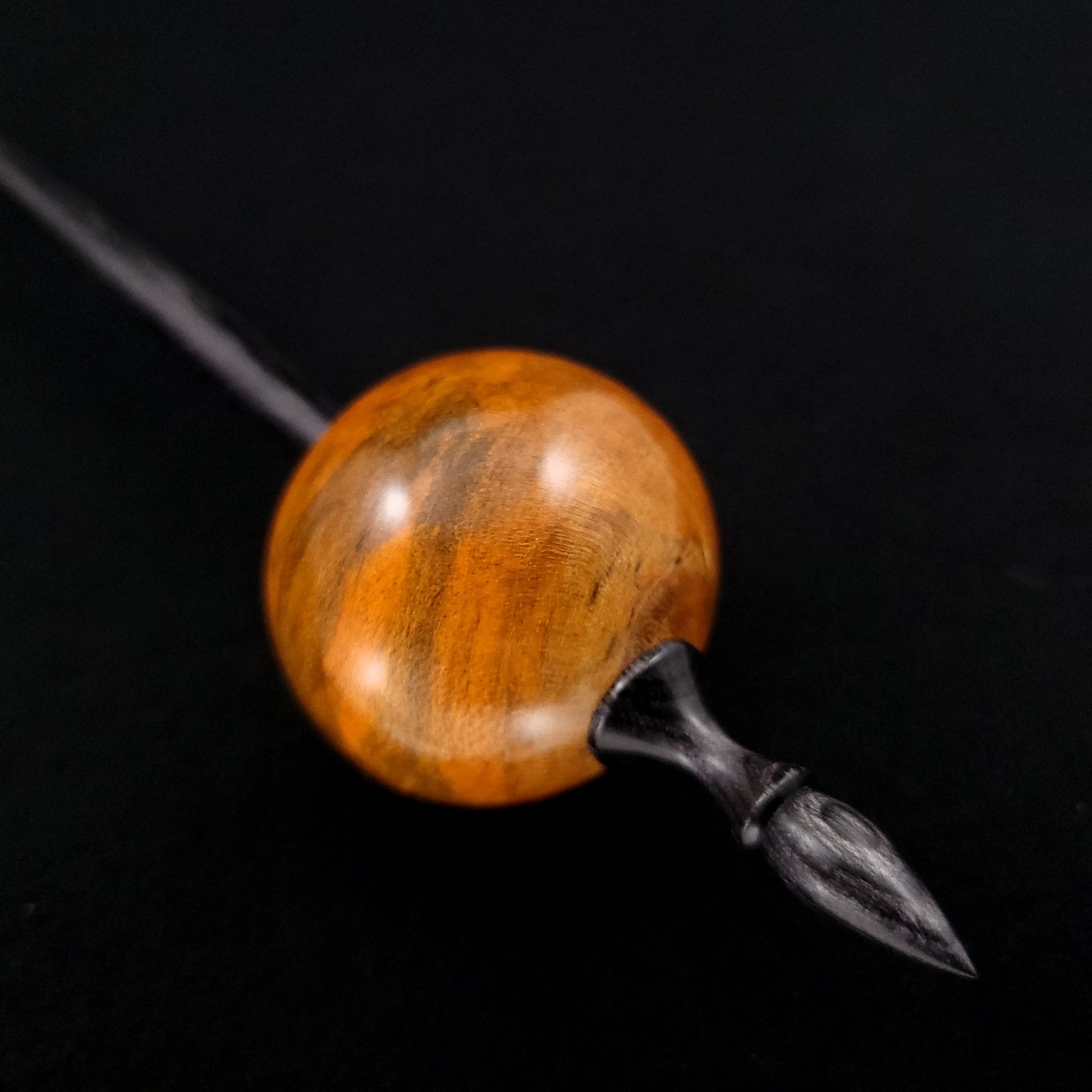 Full Size Spalted Holly Ninja Spindle The Spanish Peacock