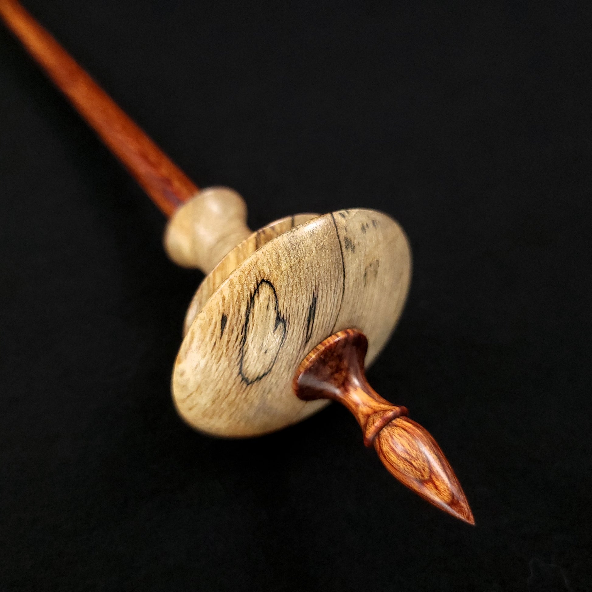 Full Size Spalted Sycamore Bead Spindle The Spanish Peacock