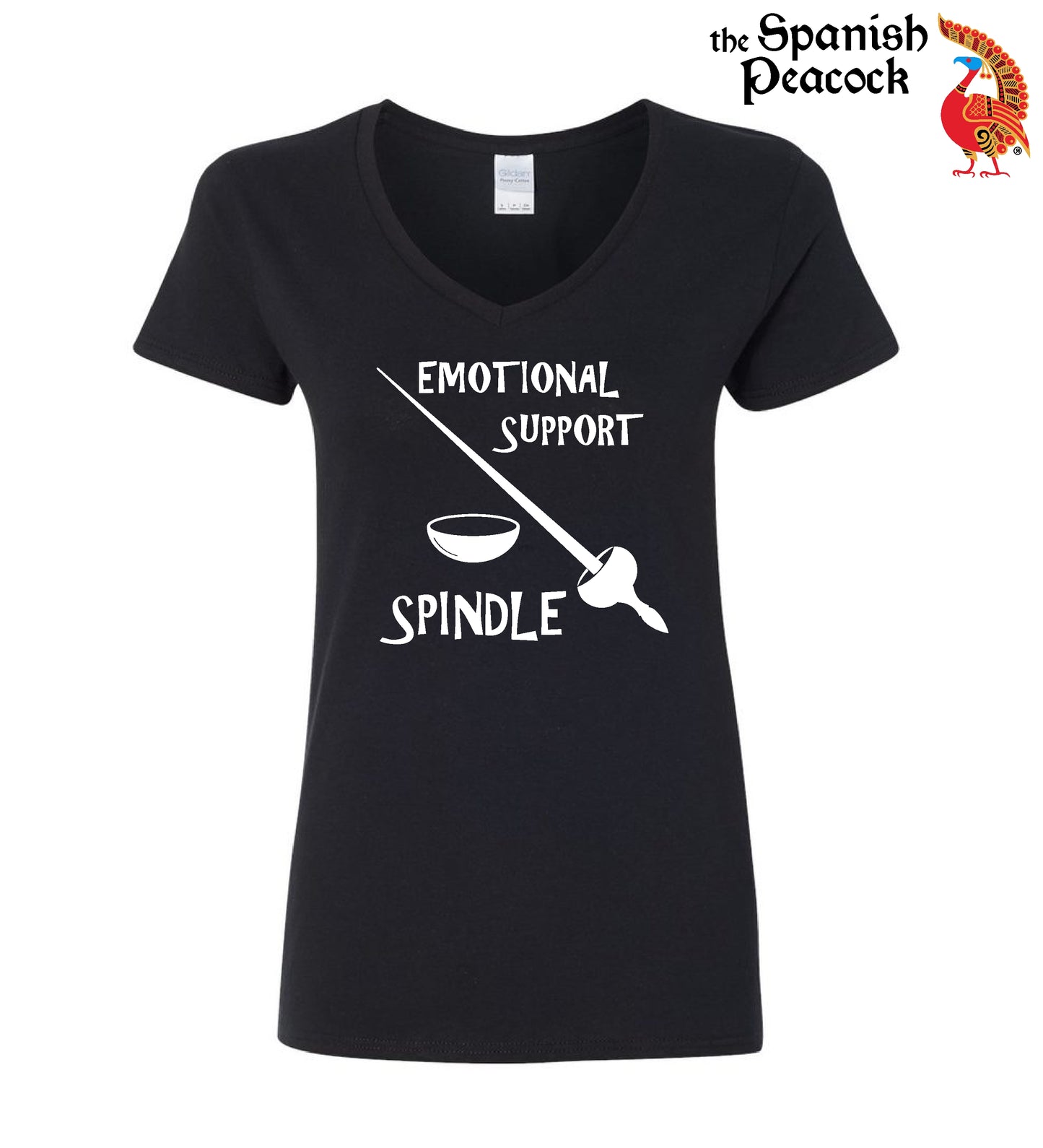 Emotional Support Spindle Heavy Cotton Ladies' V-Neck Tee