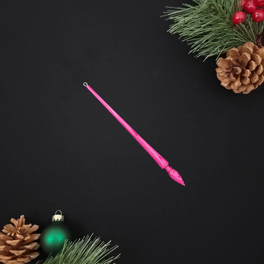 Hot Pink Spectraply Birch Russian Lace Spindle Ornament