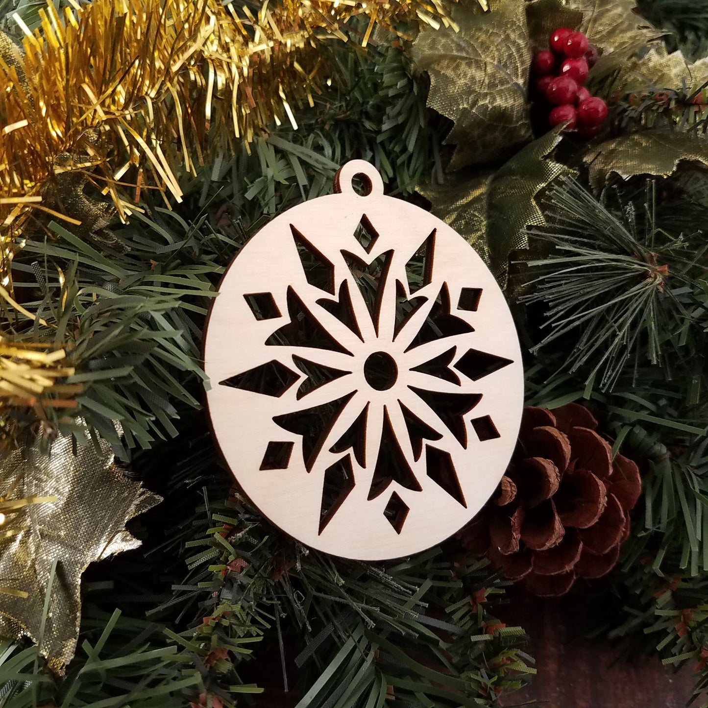 Snowflake Birch Holiday Ornament