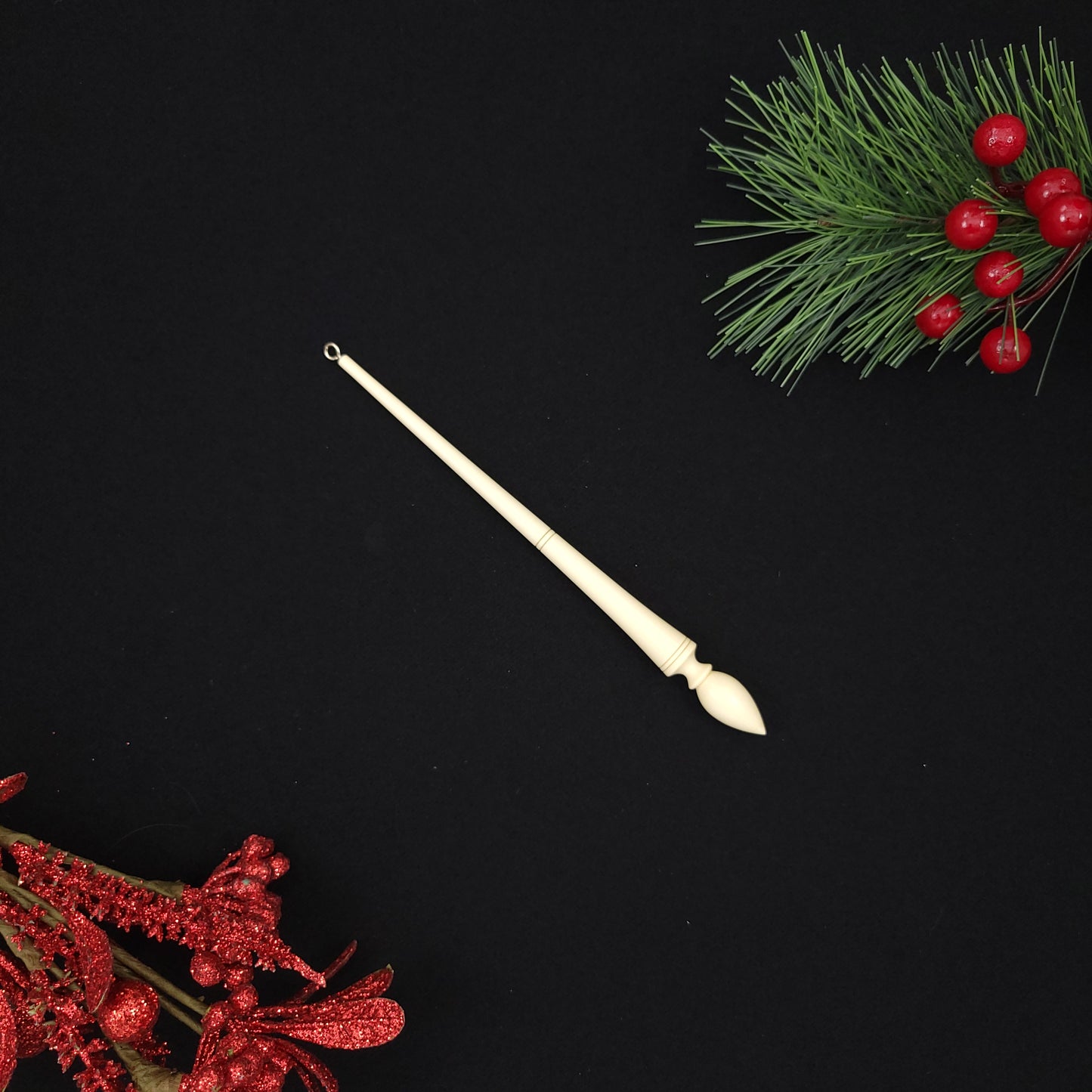 Holly Russian Lace Spindle Ornament