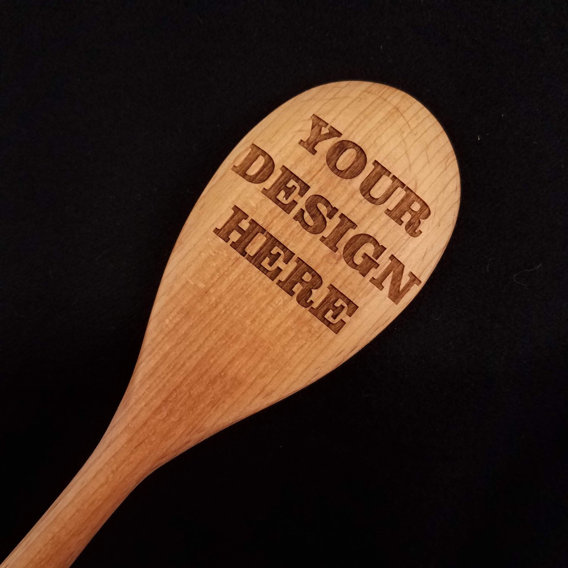 Customizable beech wood spoon laser engraved with Your Design Here